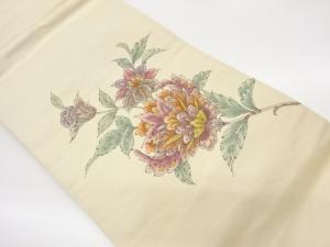 作家物　引箔手描き花葉模様名古屋帯